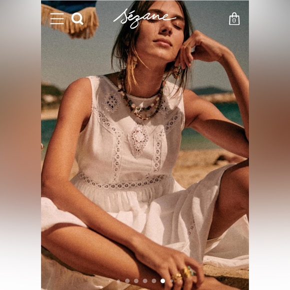 Sezane white midi Zarri dress XL/ 46 - Picture 4 of 10